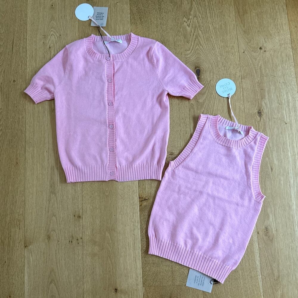 More To Come Co-Ord Set Knit Sleeveless Top & Cardi Size XS Pink